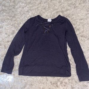 Grey lace up long sleeve